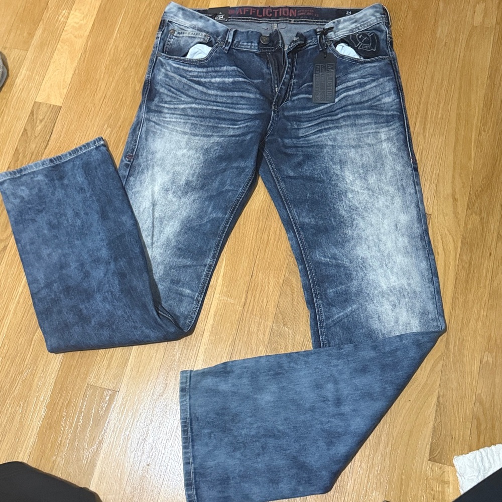 Affliction Dark Blue Washed Jeans